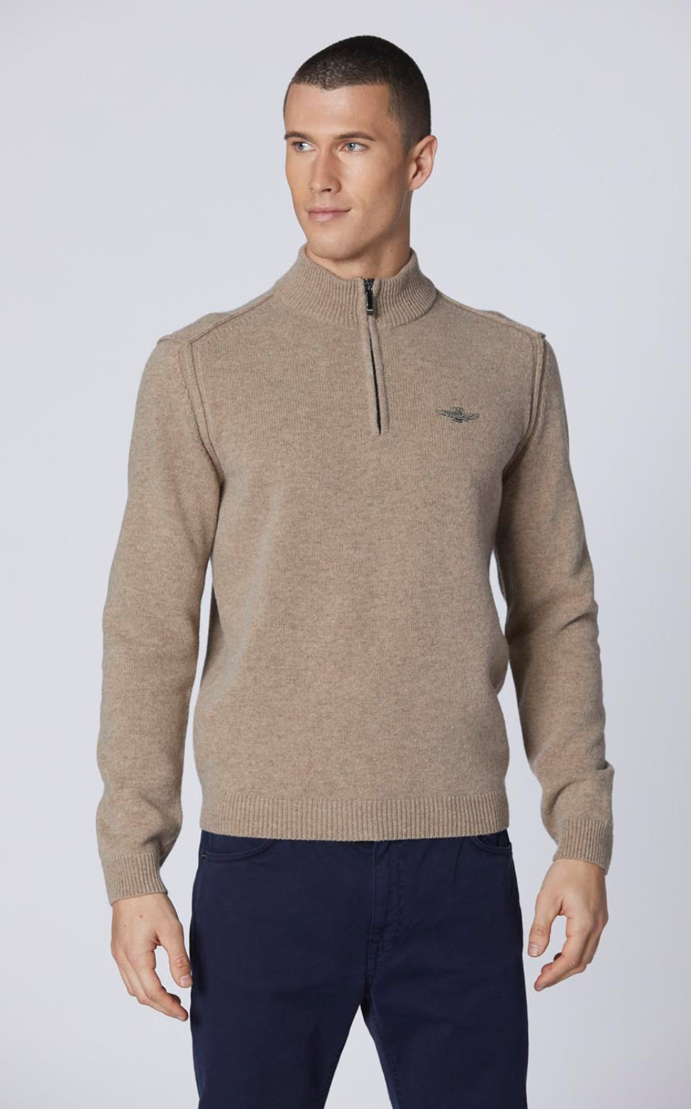 Pullover mezza zip in misto lana